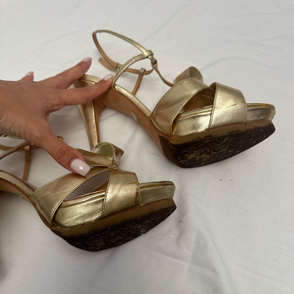 Badgley Mischka Gold Strappy Heels